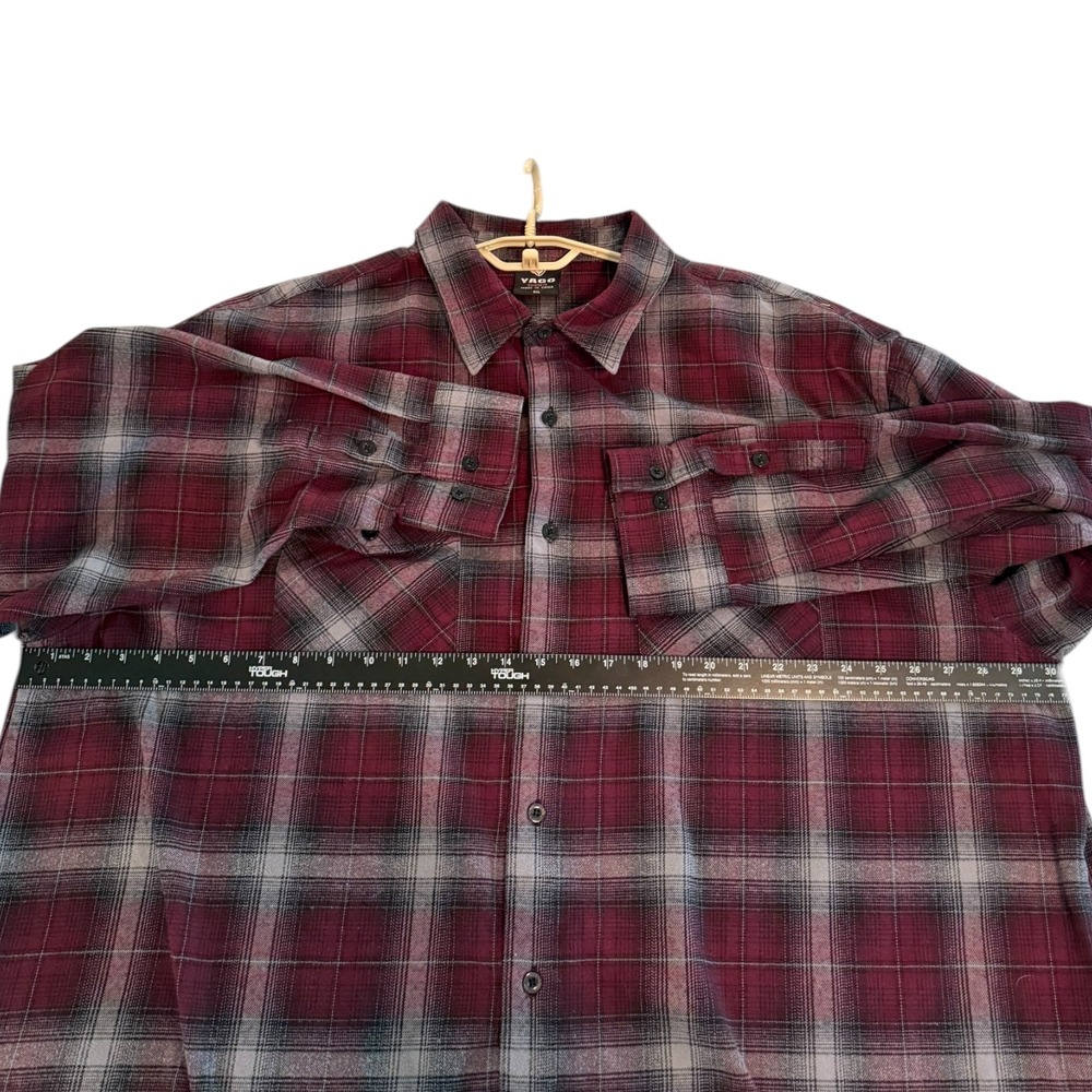 Yago Plaid Flannel‎ Button Down Shirt Long Sleeve Big & Tall 5XL Gorpcore Cozy - Picture 6 of 8